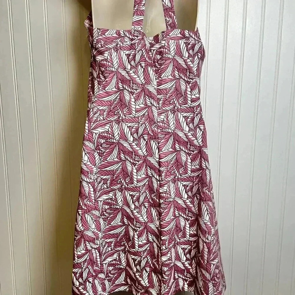 Eddie Bauer sleeveless racerback dress pink leaf shelf bra size medium D38 - Picture 9 of 9